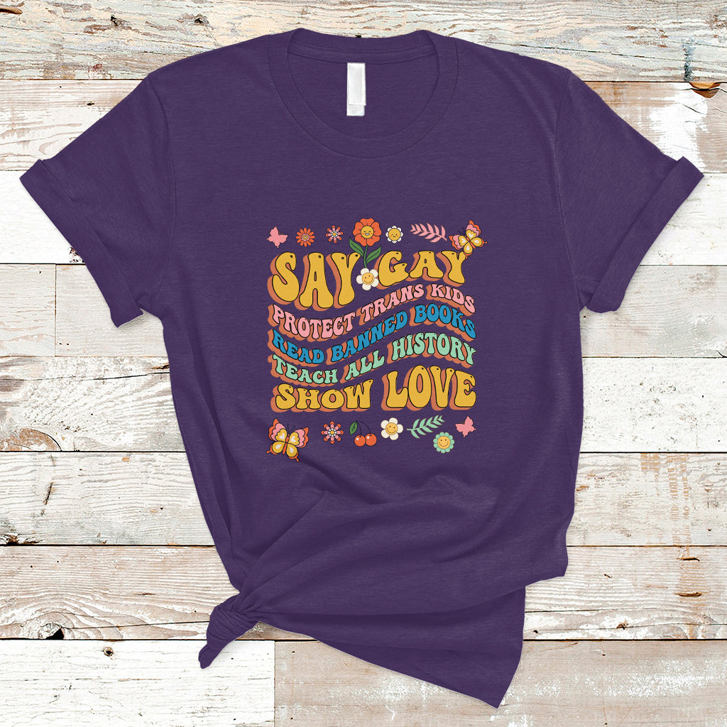 retro-groovy-t-shirt-say-gay-protect-trans-kids-read-banned-books-lgbt-groovy