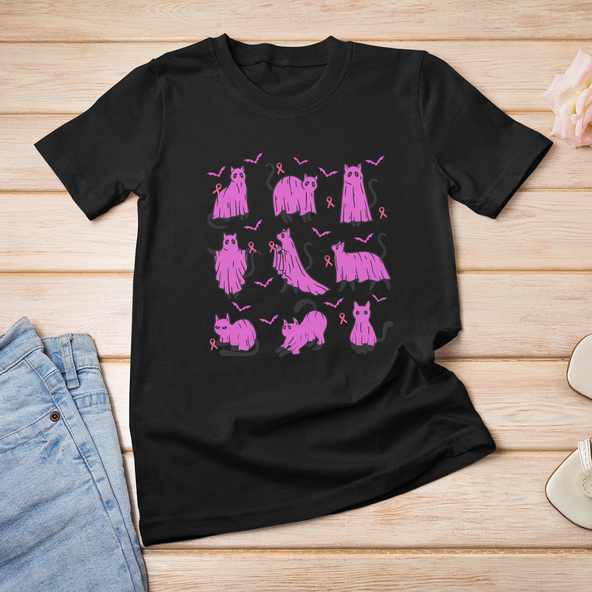 breast-cancer-cat-t-shirt-funny-ghost-black-cat-pink-ribbon-support-breast-cancer-warrior