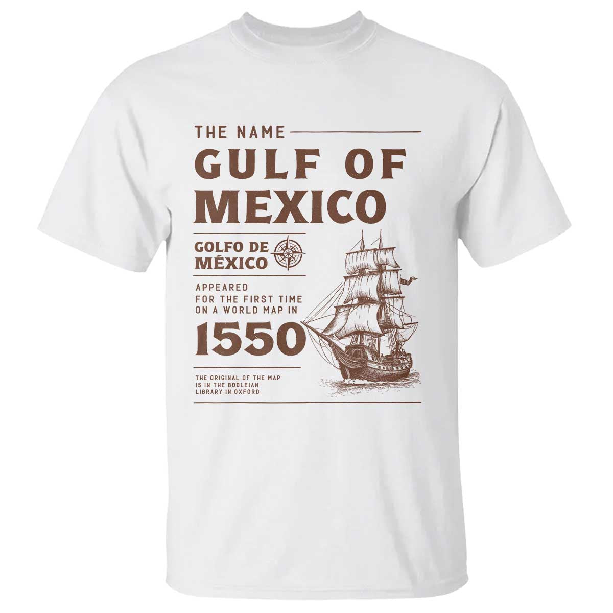 gulf-of-mexico-name-origin-1550-t-shirt-sailing-ship-retro-vintage