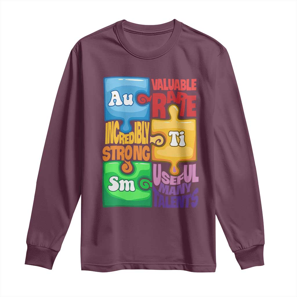 Autism Acceptance Support Embrace Neurodiversity Long Sleeve Shirt Puzzle Pieces