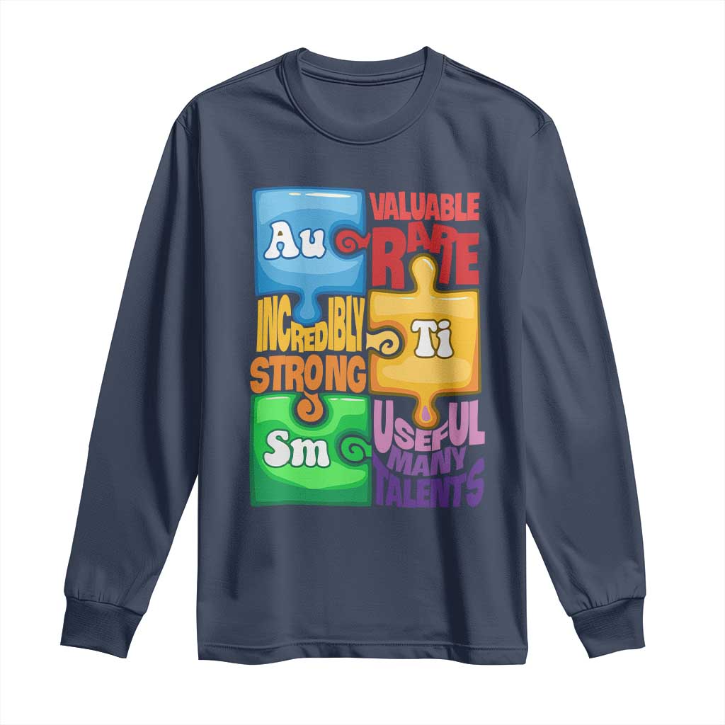 Autism Acceptance Support Embrace Neurodiversity Long Sleeve Shirt Puzzle Pieces
