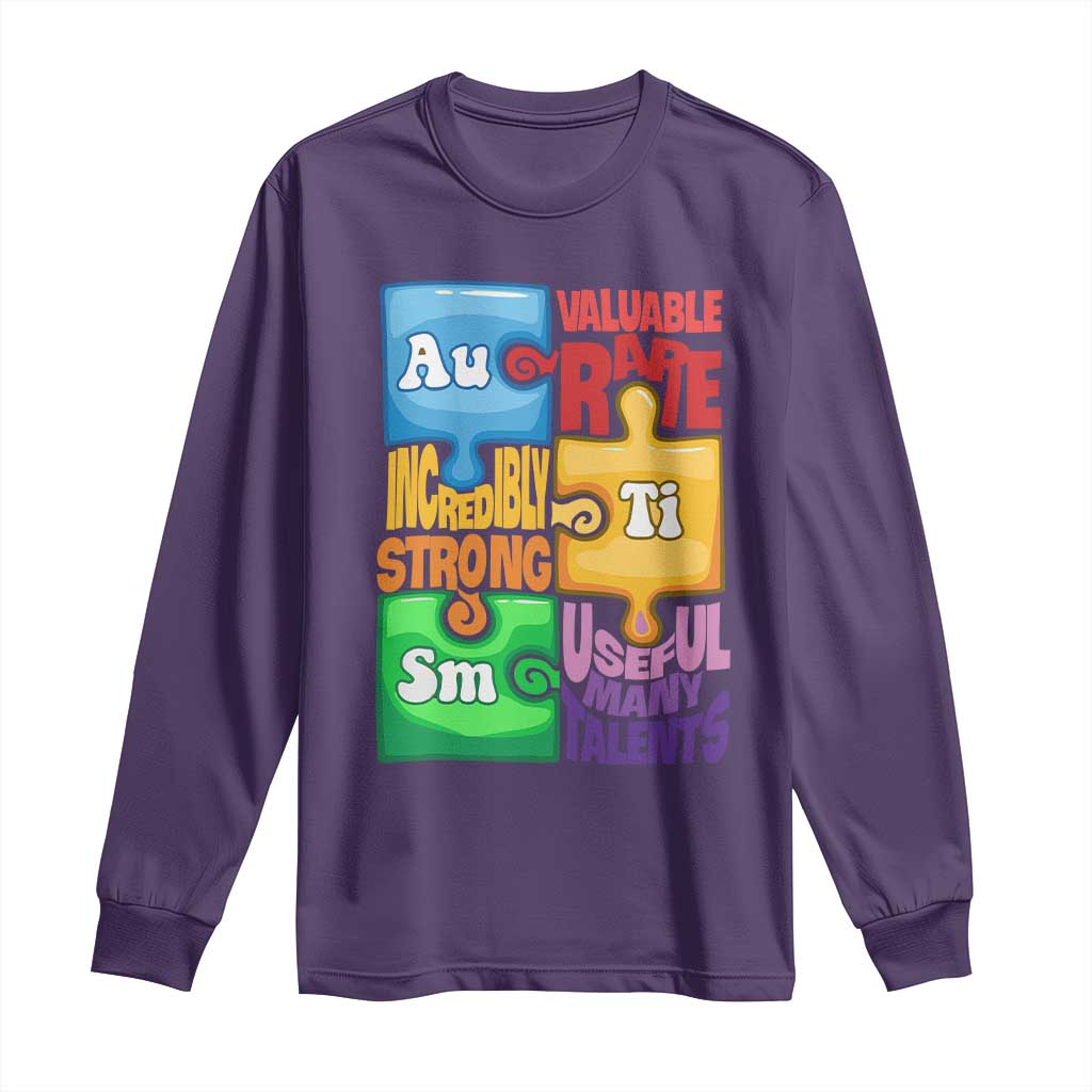 Autism Acceptance Support Embrace Neurodiversity Long Sleeve Shirt Puzzle Pieces
