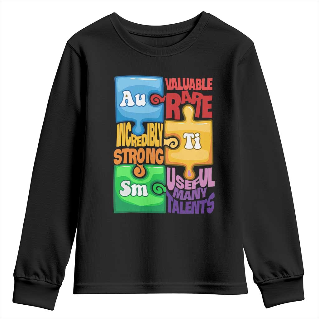 Autism Acceptance Support Embrace Neurodiversity Youth Sweatshirt Puzzle Pieces