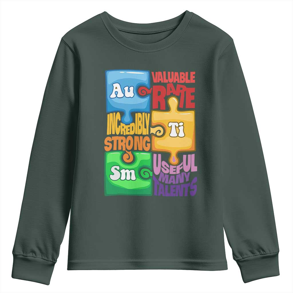 Autism Acceptance Support Embrace Neurodiversity Youth Sweatshirt Puzzle Pieces