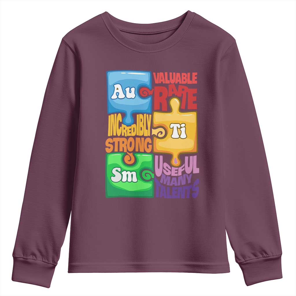 Autism Acceptance Support Embrace Neurodiversity Youth Sweatshirt Puzzle Pieces