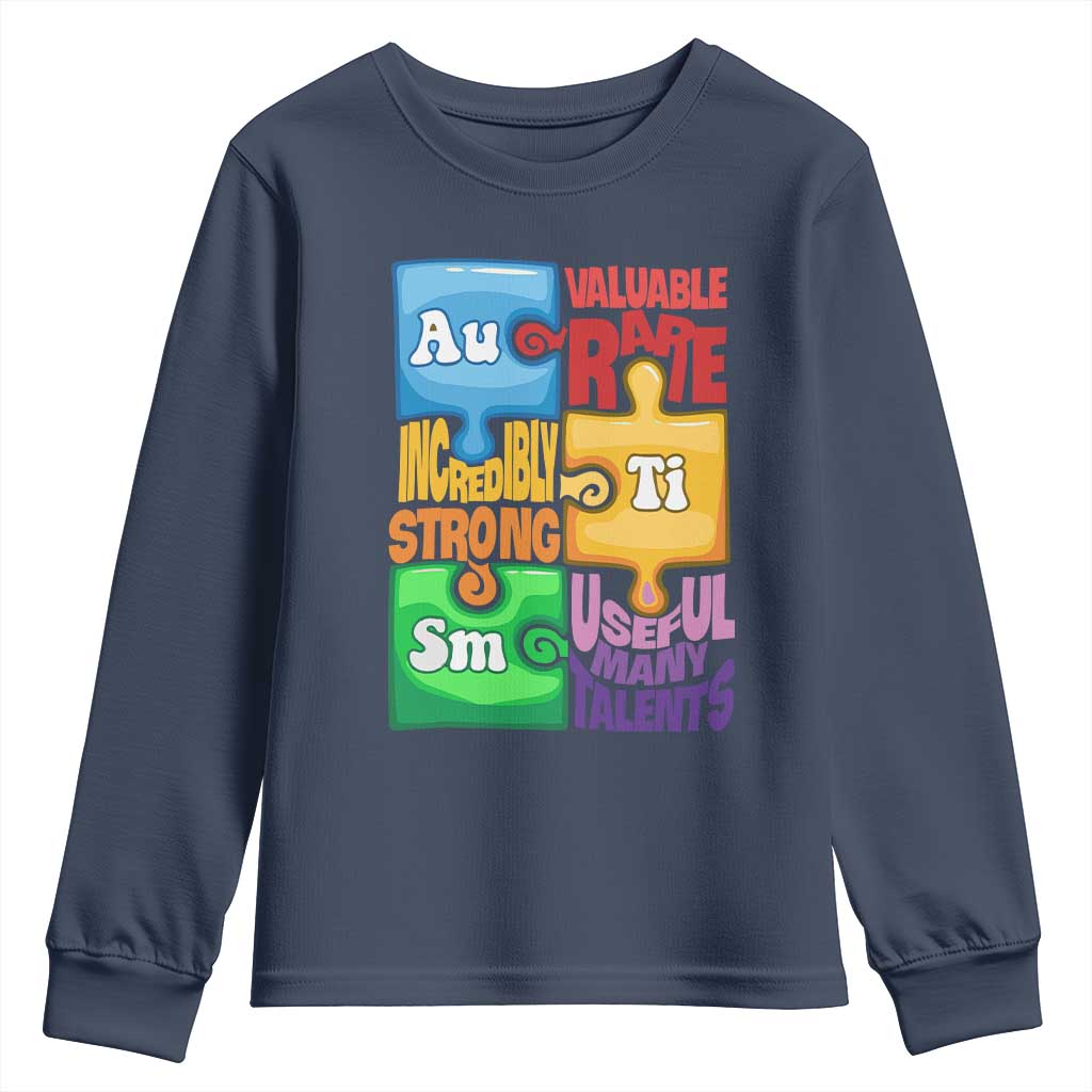Autism Acceptance Support Embrace Neurodiversity Youth Sweatshirt Puzzle Pieces