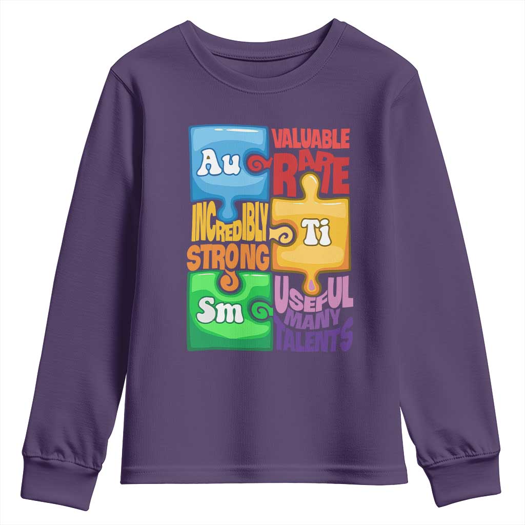 Autism Acceptance Support Embrace Neurodiversity Youth Sweatshirt Puzzle Pieces