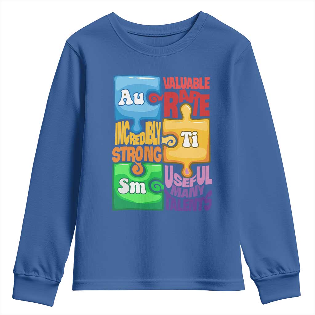 Autism Acceptance Support Embrace Neurodiversity Youth Sweatshirt Puzzle Pieces