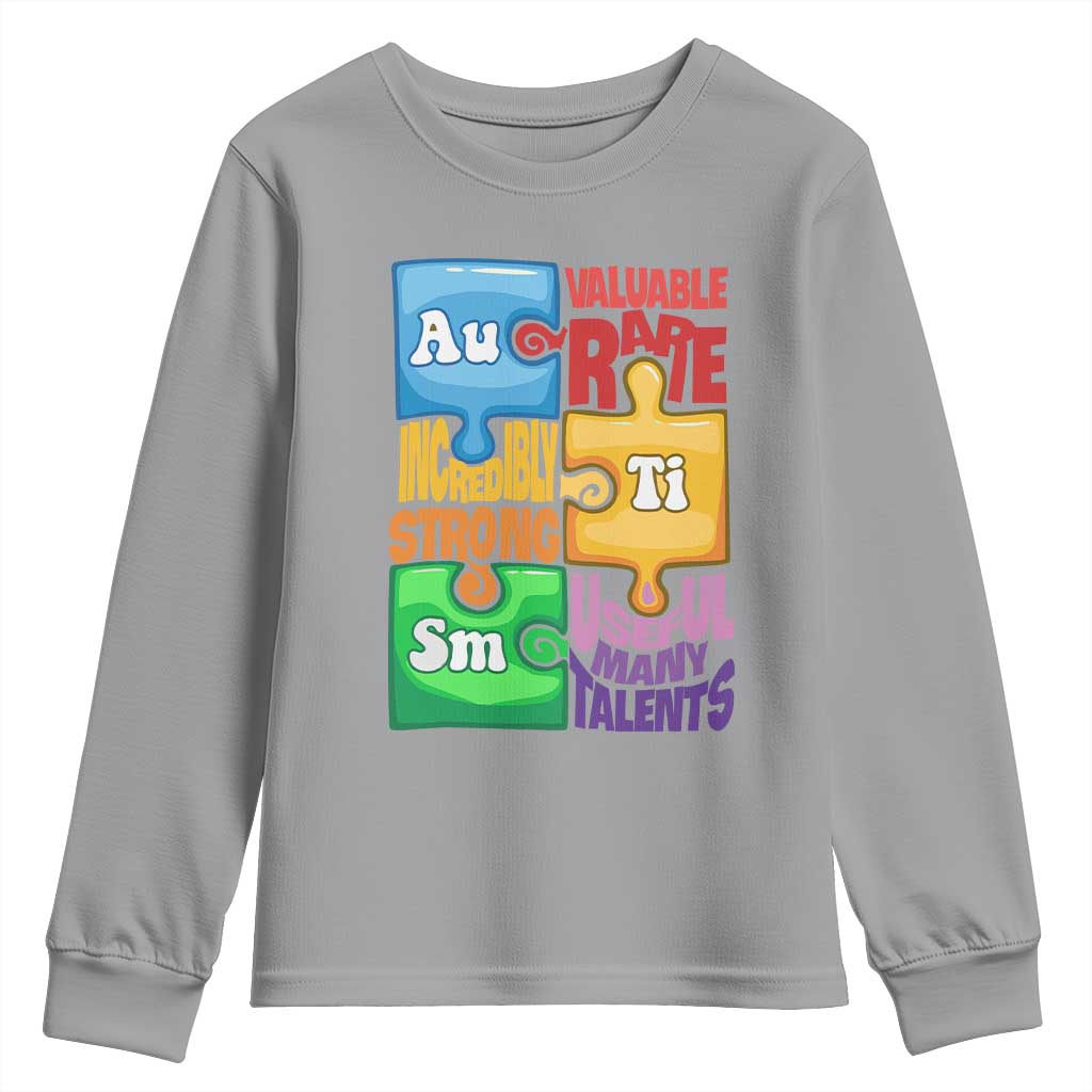 Autism Acceptance Support Embrace Neurodiversity Youth Sweatshirt Puzzle Pieces