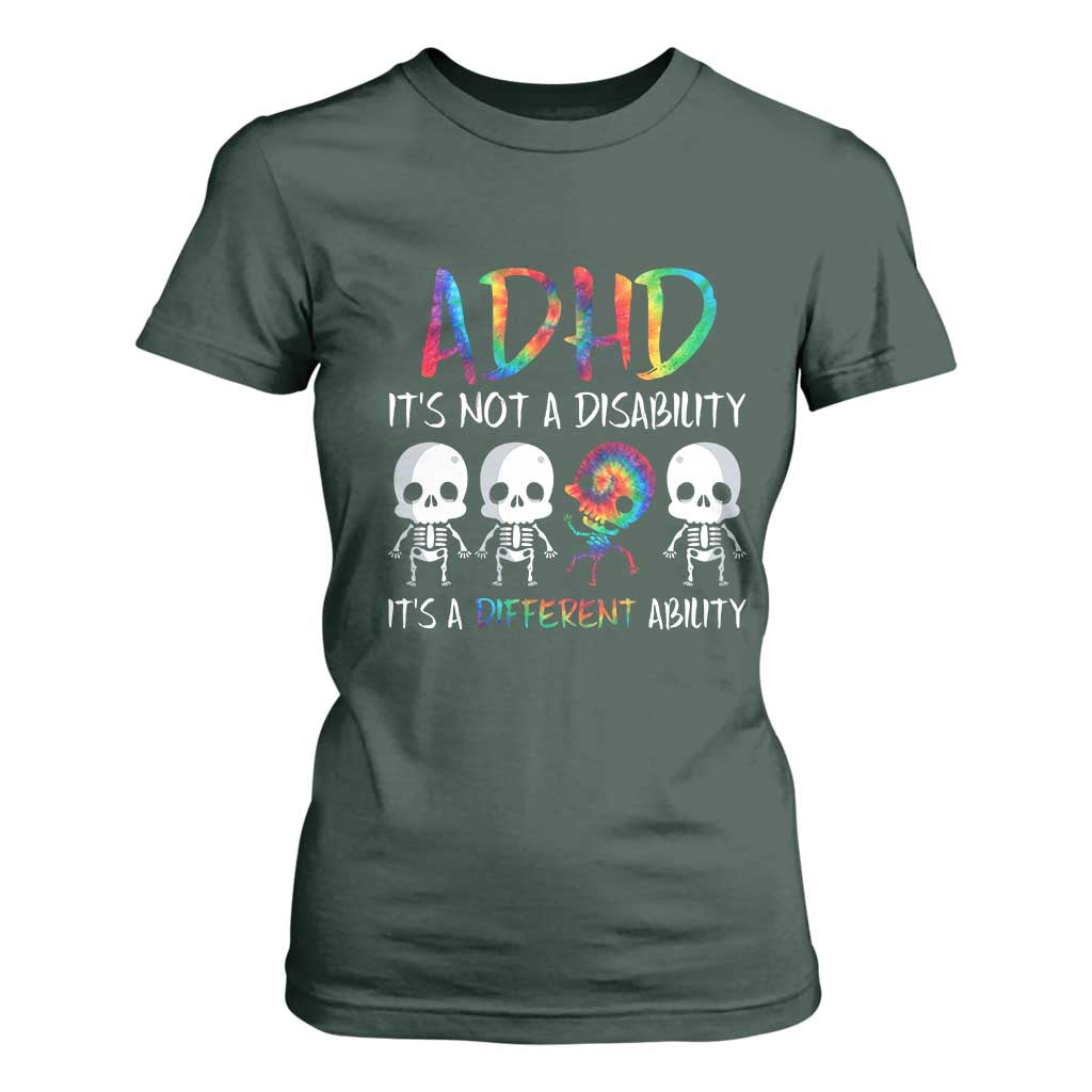 ADHD Support T Shirt For Women It's Not A Disability It's A Different Ability