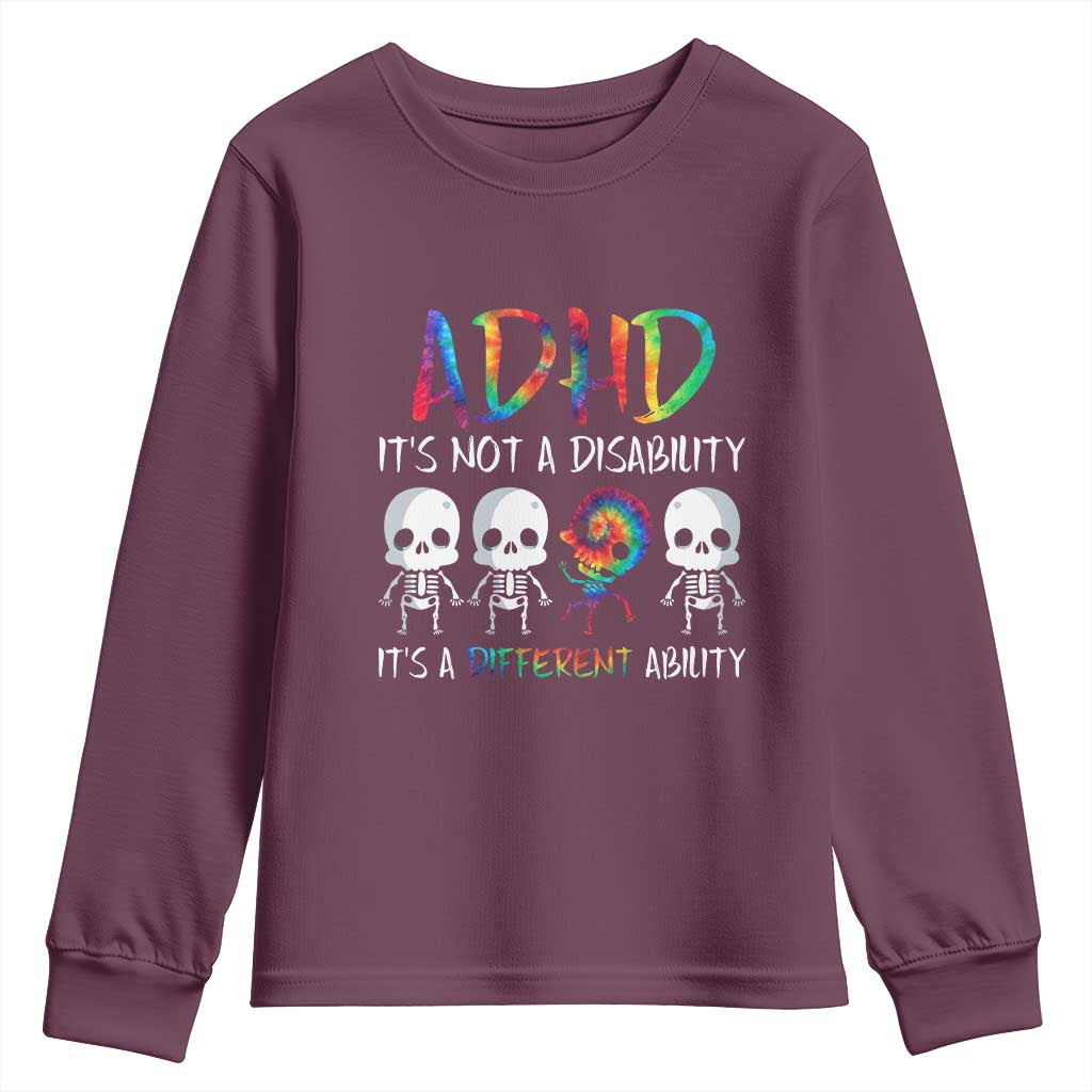 ADHD Support Youth Sweatshirt It's Not A Disability It's A Different Ability