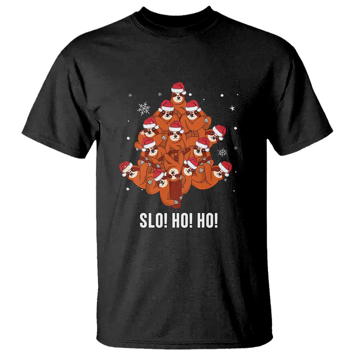 funny-sloth-christmas-tree-t-shirt-slo-ho-ho-ho-santa-hat