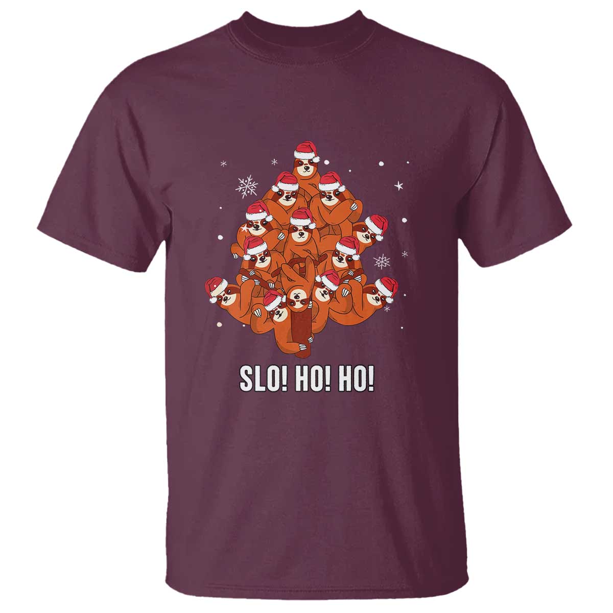 funny-sloth-christmas-tree-t-shirt-slo-ho-ho-ho-santa-hat