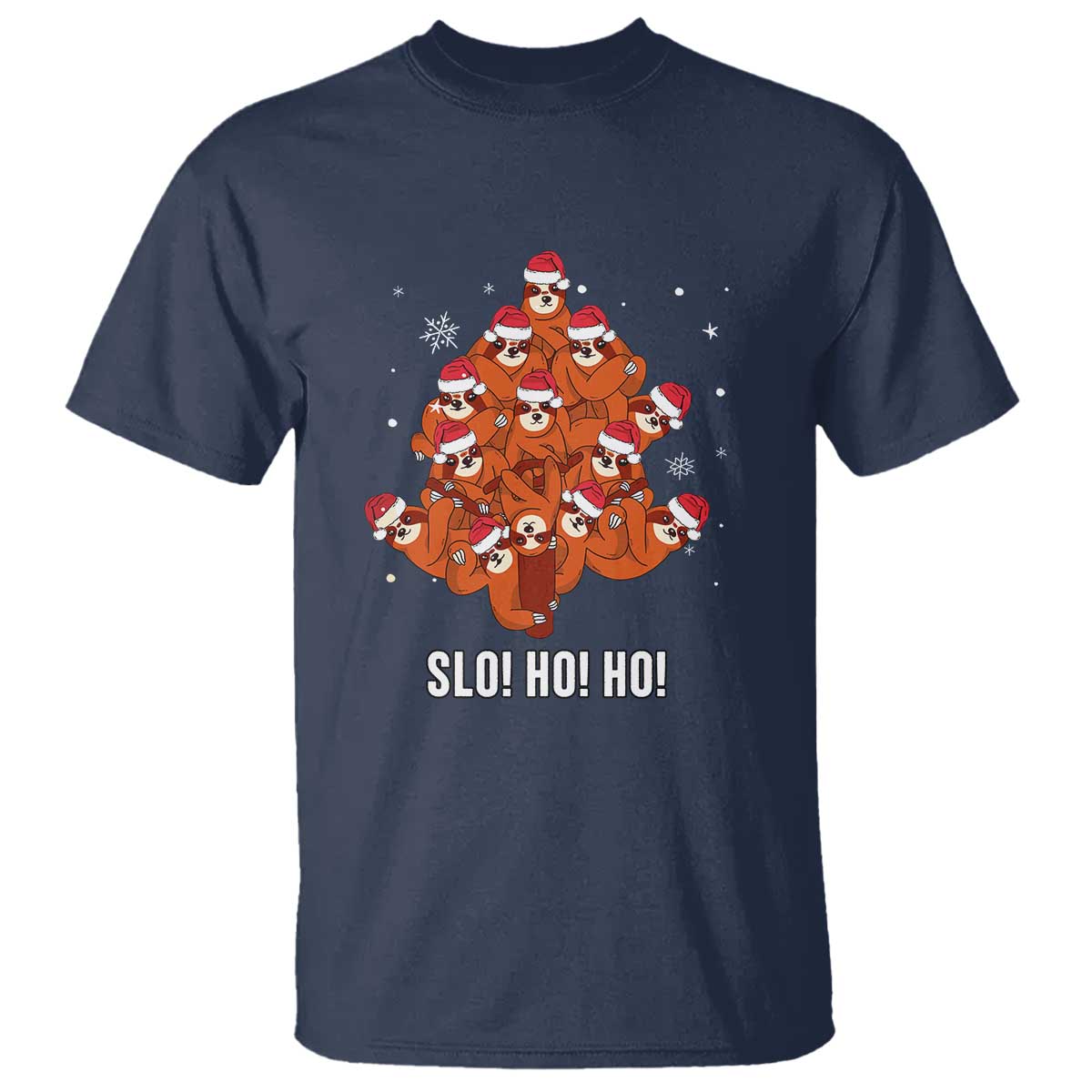 funny-sloth-christmas-tree-t-shirt-slo-ho-ho-ho-santa-hat
