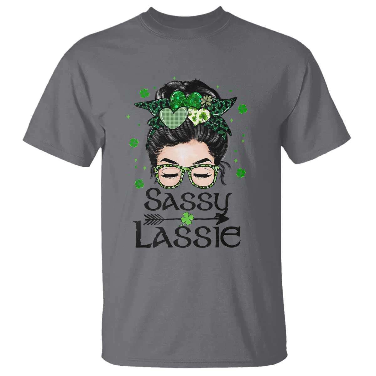 lucky-sassy-lassie-messy-bun-t-shirt-funny-st-patricks-day