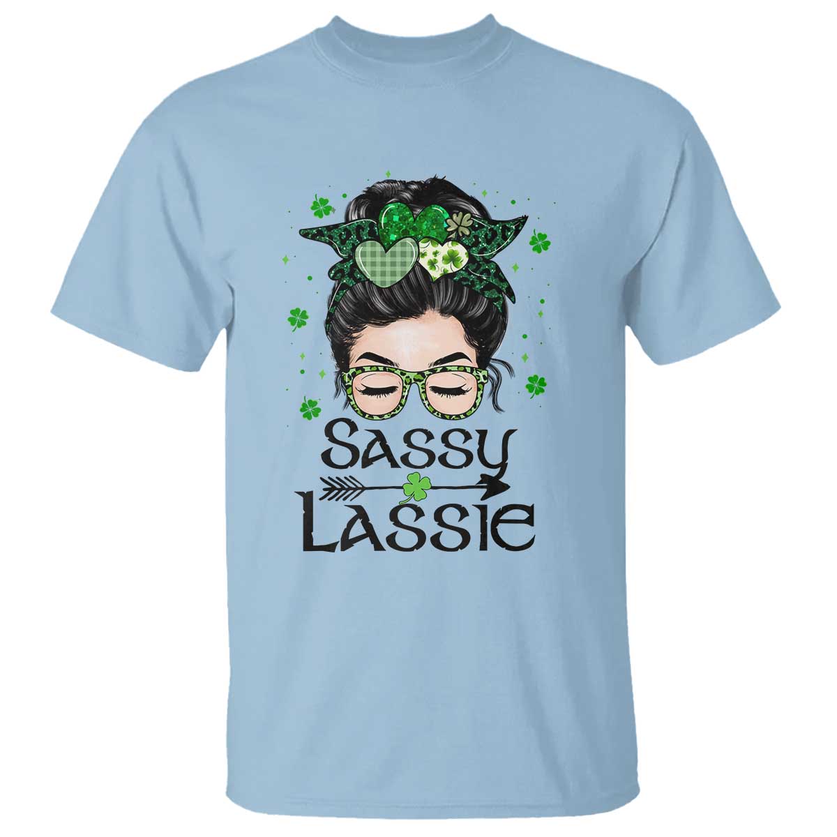 lucky-sassy-lassie-messy-bun-t-shirt-funny-st-patricks-day