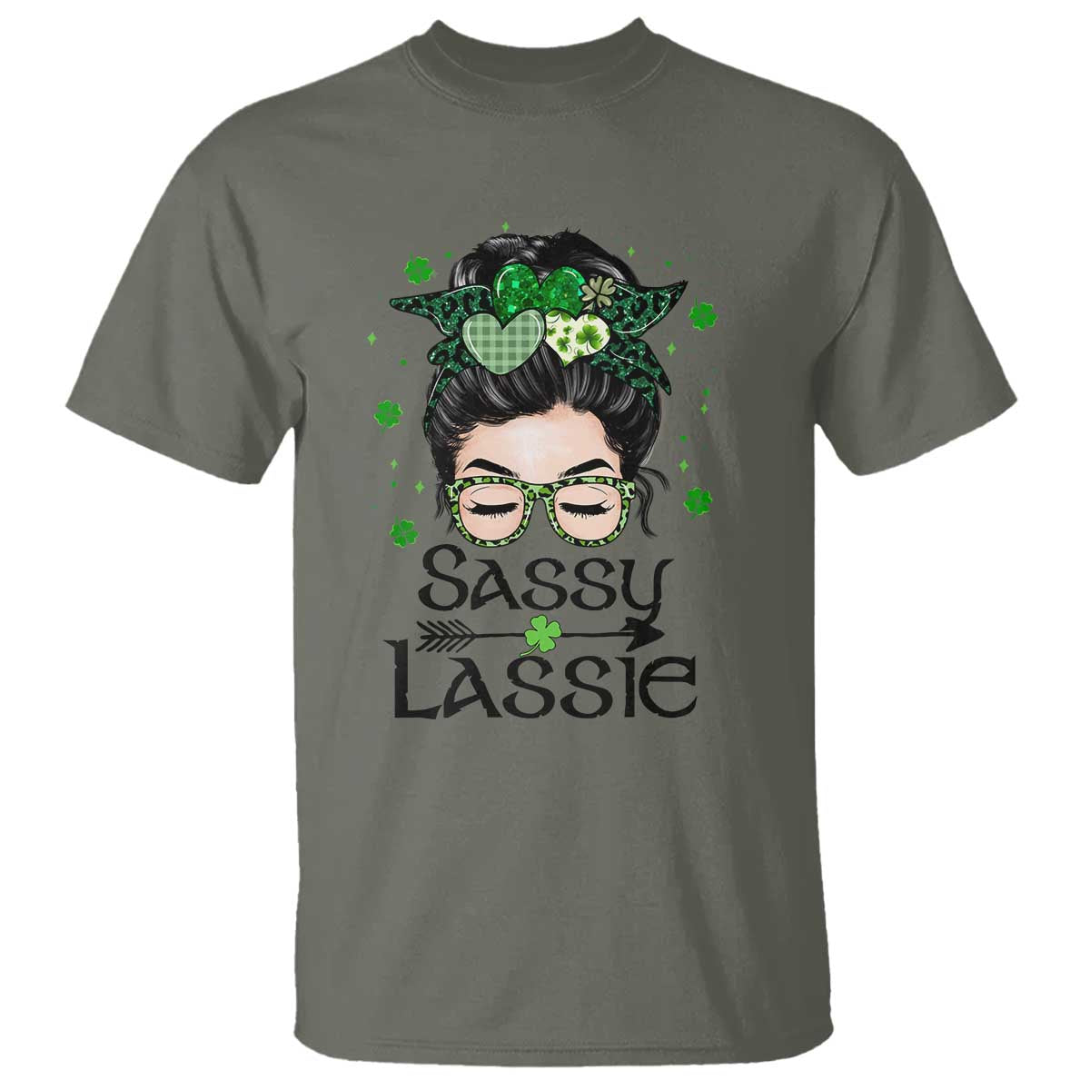 lucky-sassy-lassie-messy-bun-t-shirt-funny-st-patricks-day