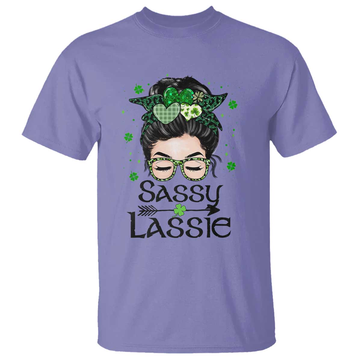 lucky-sassy-lassie-messy-bun-t-shirt-funny-st-patricks-day