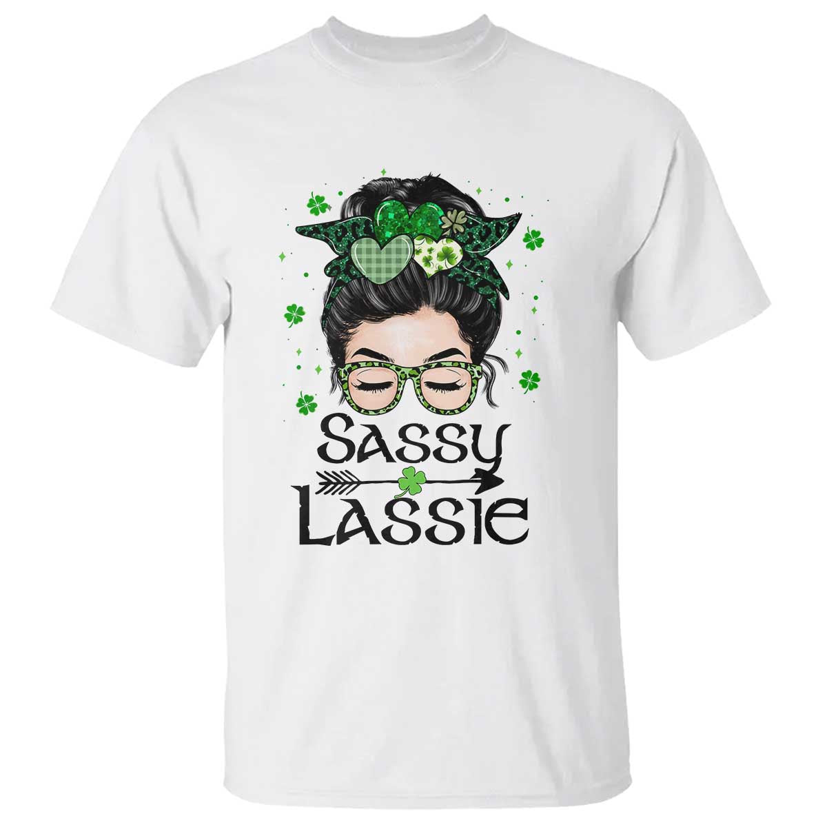 lucky-sassy-lassie-messy-bun-t-shirt-funny-st-patricks-day