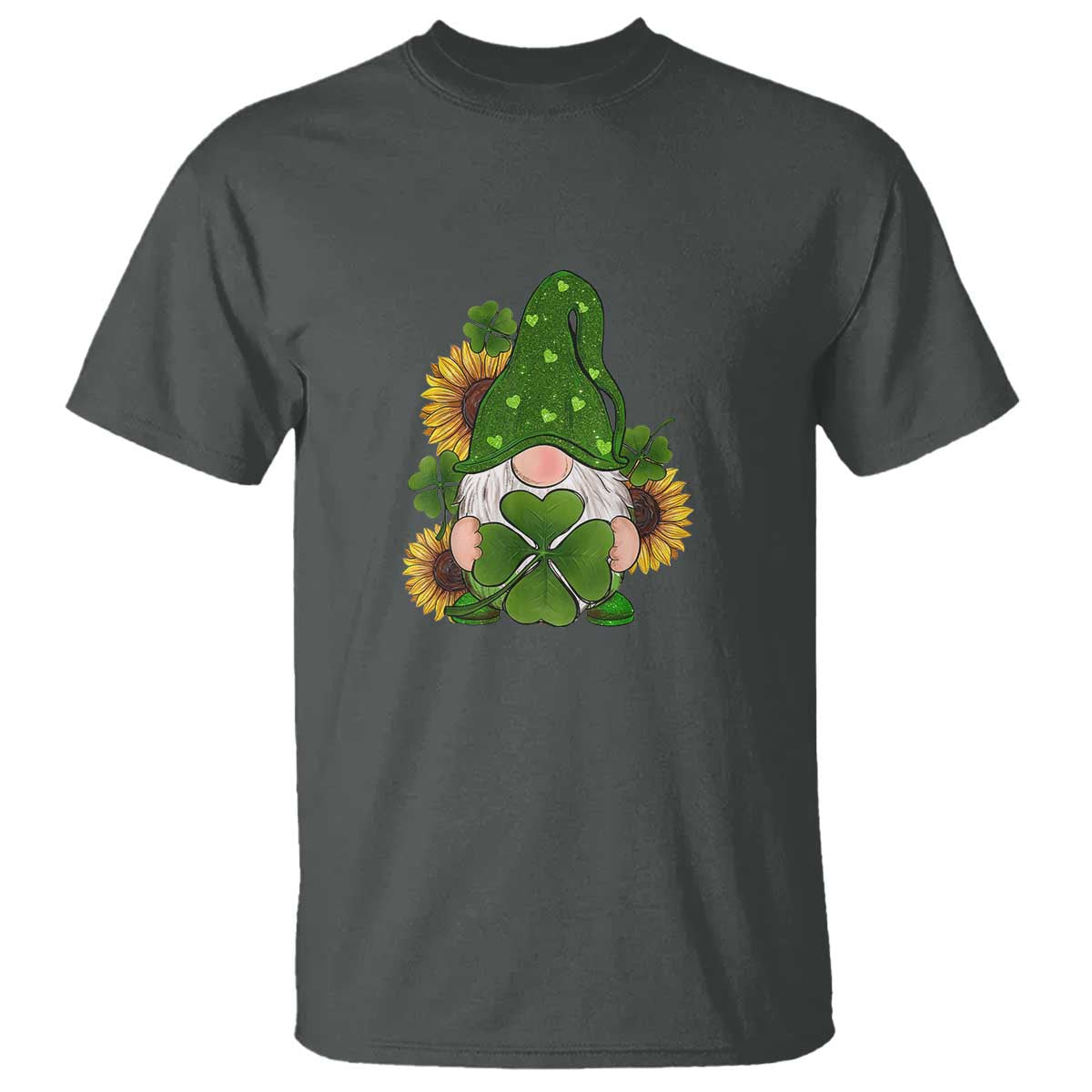 st-patricks-day-cute-gnomes-t-shirt-holding-shamrock-sunflower
