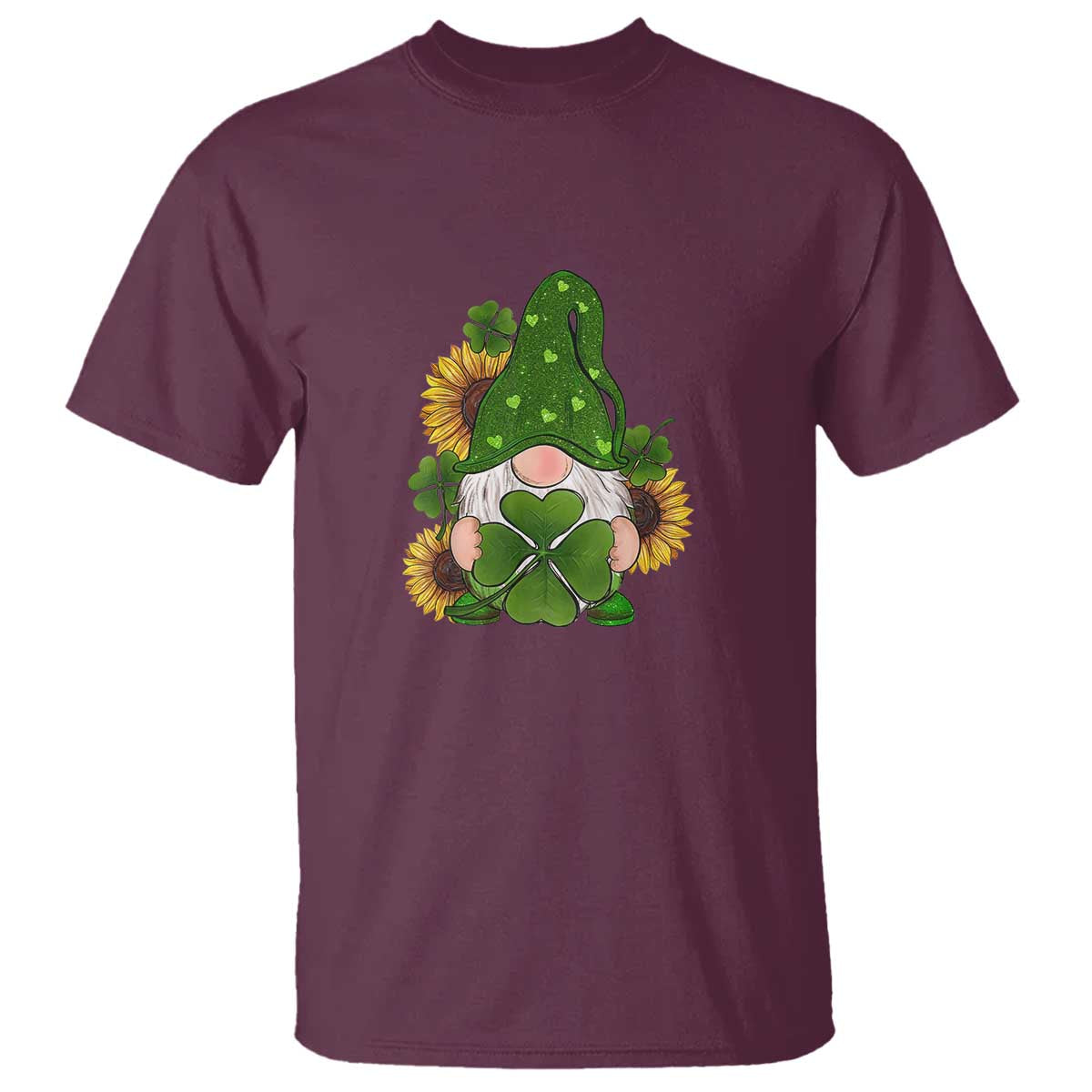 st-patricks-day-cute-gnomes-t-shirt-holding-shamrock-sunflower