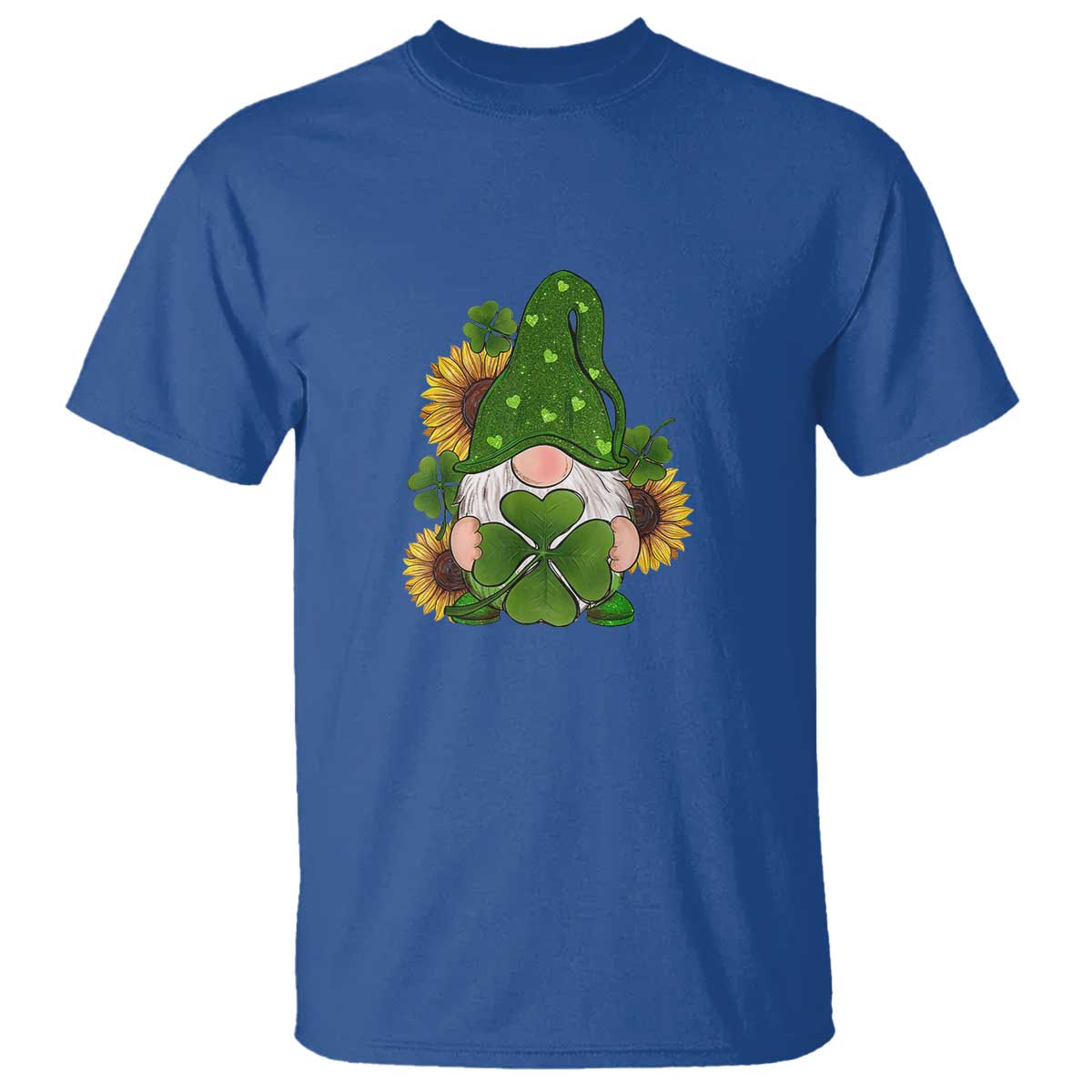 st-patricks-day-cute-gnomes-t-shirt-holding-shamrock-sunflower