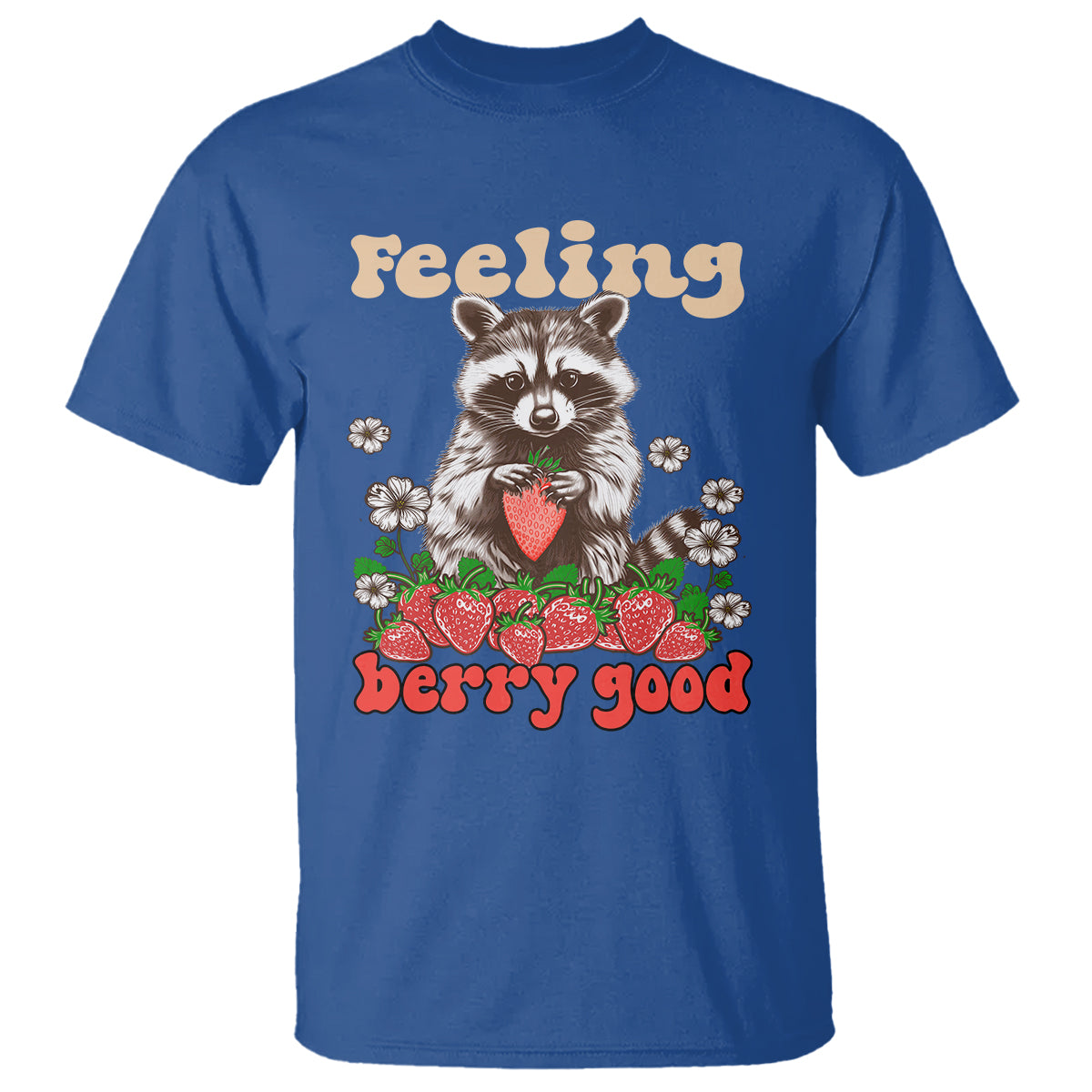 funny-raccoon-t-shirt-feeling-berry-good-eating-strawberries