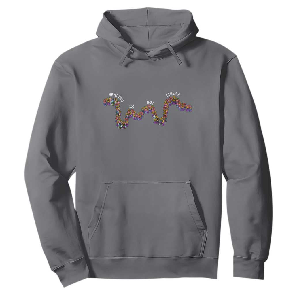 Mental Health Matters Hoodie Healing Is Not Linear Flowers Linears