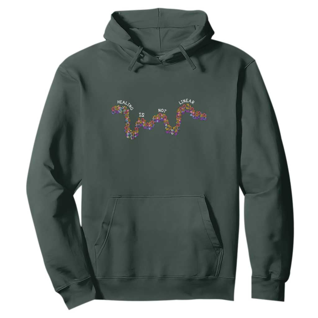 Mental Health Matters Hoodie Healing Is Not Linear Flowers Linears
