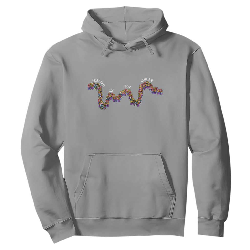 Mental Health Matters Hoodie Healing Is Not Linear Flowers Linears