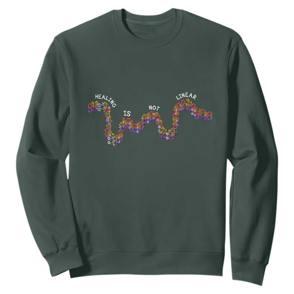 Mental Health Matters Sweatshirt Healing Is Not Linear Flowers Linears