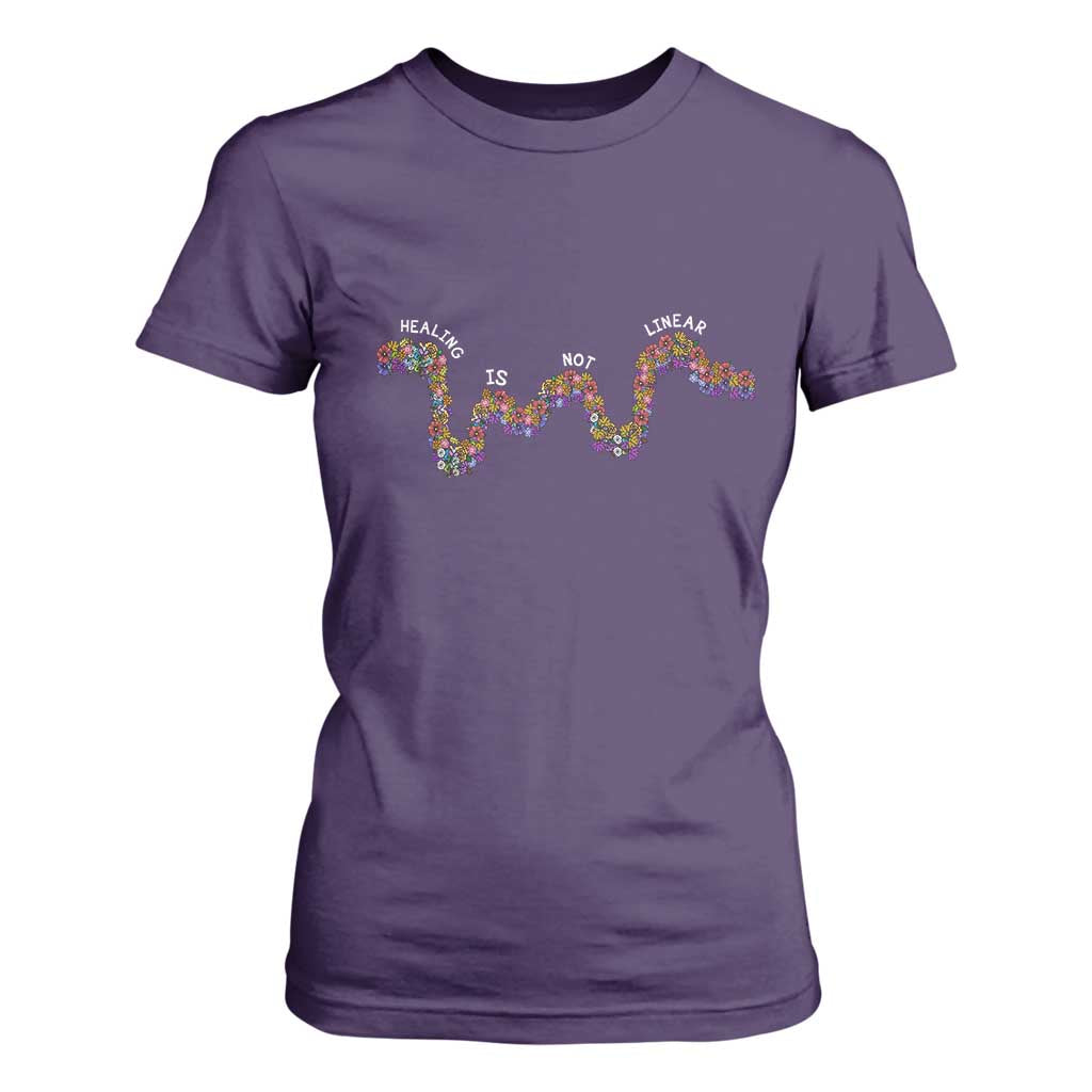 Mental Health Matters T Shirt For Women Healing Is Not Linear Flowers Linears
