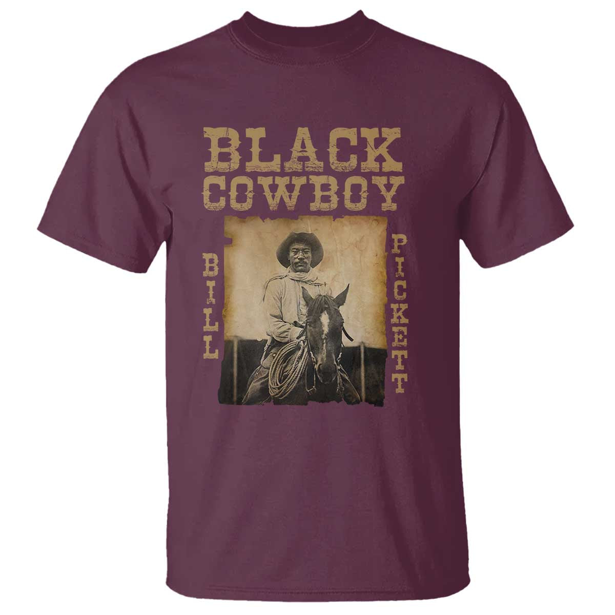 bill-pickett-t-shirt-black-cowboy-western-legend-vintage