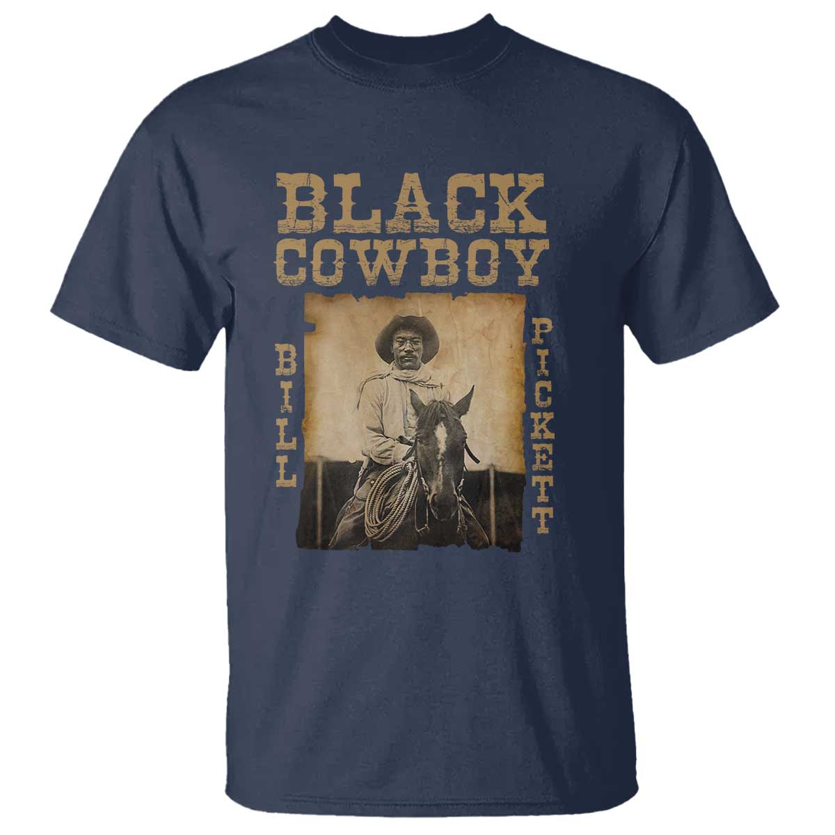 bill-pickett-t-shirt-black-cowboy-western-legend-vintage