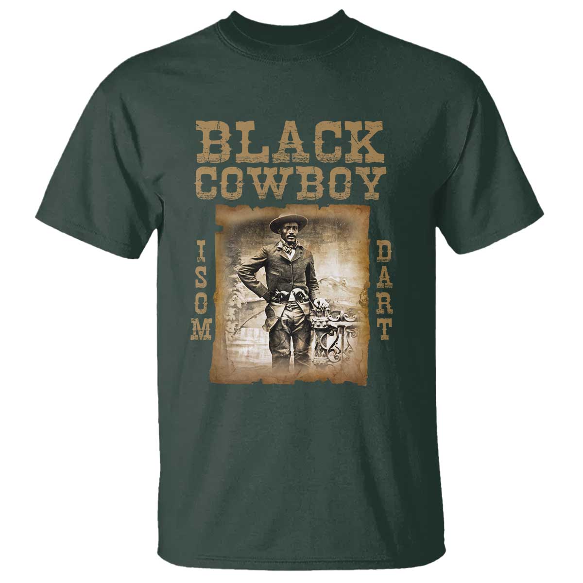 isom-dart-t-shirt-black-cowboy-western-legend-vintage