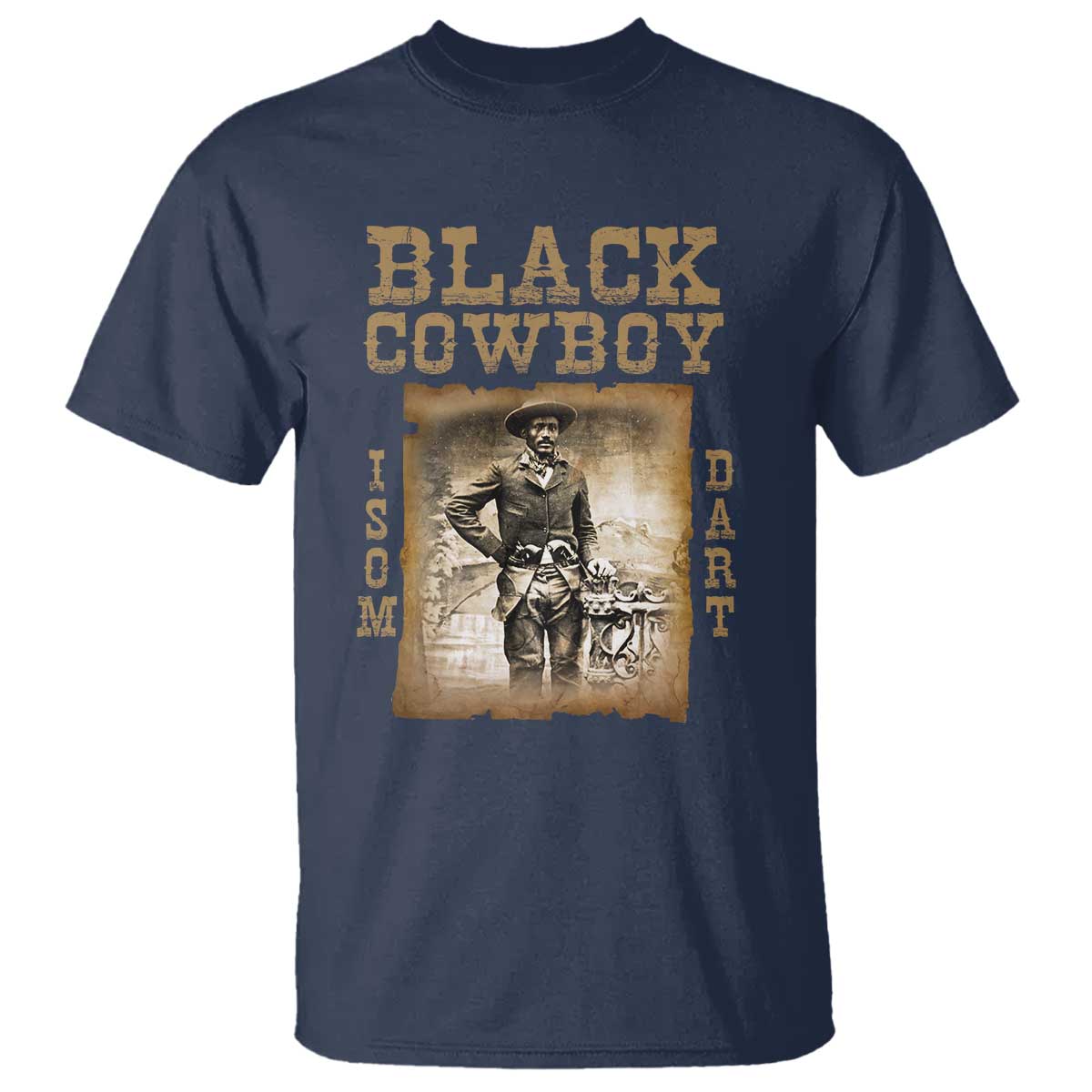 isom-dart-t-shirt-black-cowboy-western-legend-vintage