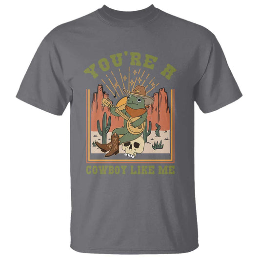cottagecore-aesthetic-frog-t-shirt-youre-a-cowboy-like-me-playing-banjo-western-style