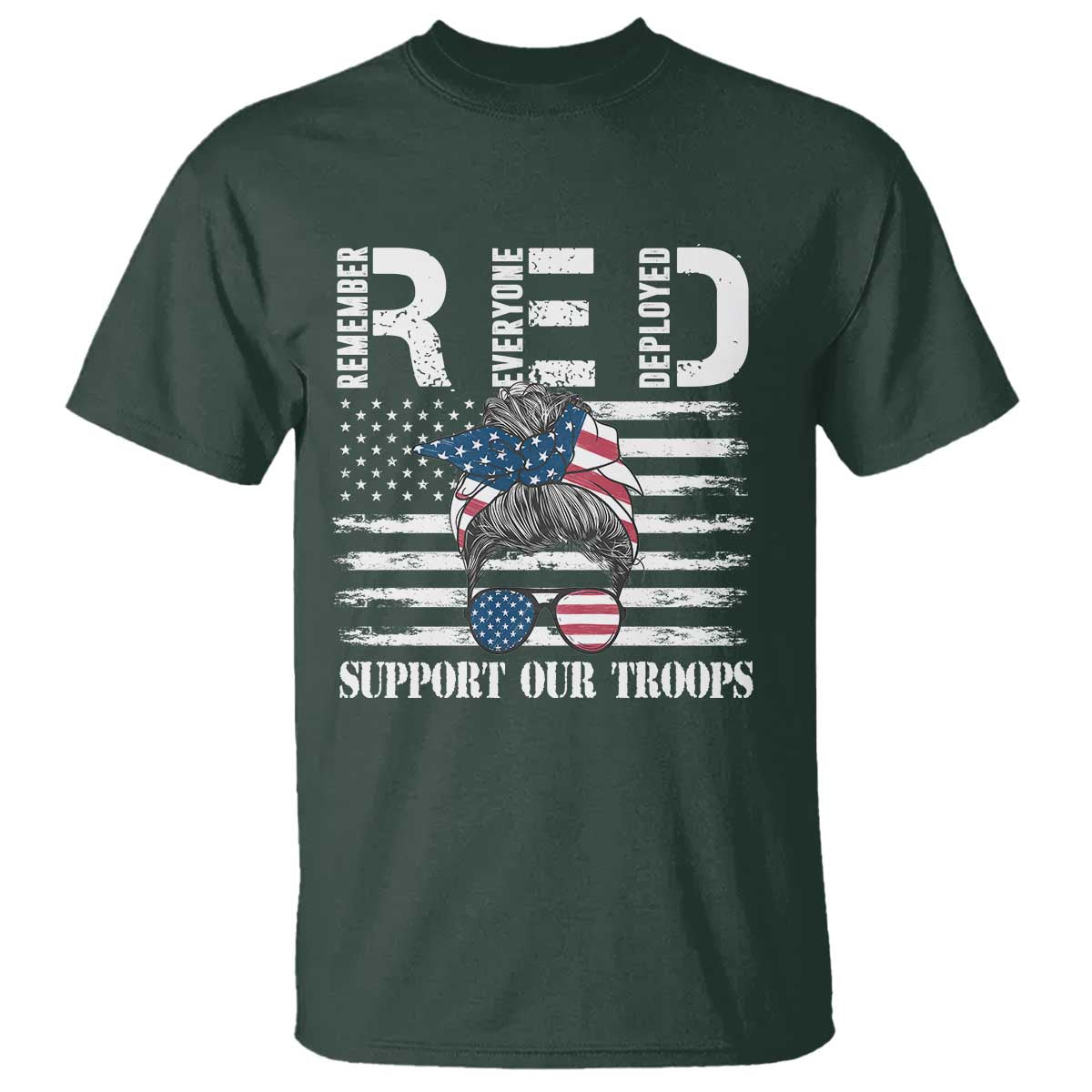 red-friday-t-shirt-red-remember-everyone-deployed-american-flag-messy-bun