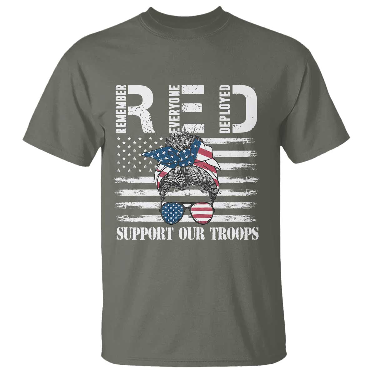 red-friday-t-shirt-red-remember-everyone-deployed-american-flag-messy-bun