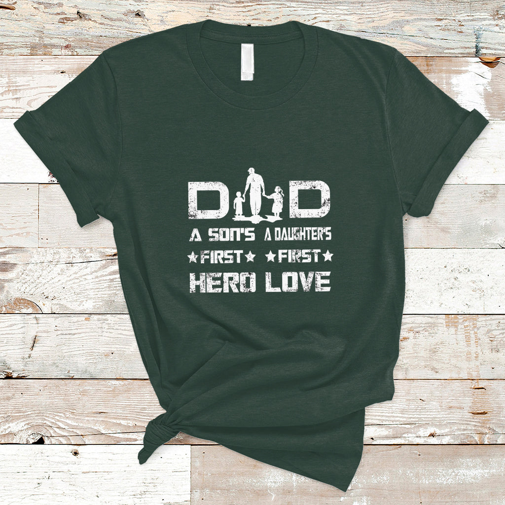 fathers-day-t-shirt-proud-dad-of-two-a-sons-first-hero-a-daughters-first-love-best-fathers-day-gift-from-son-and-daughter