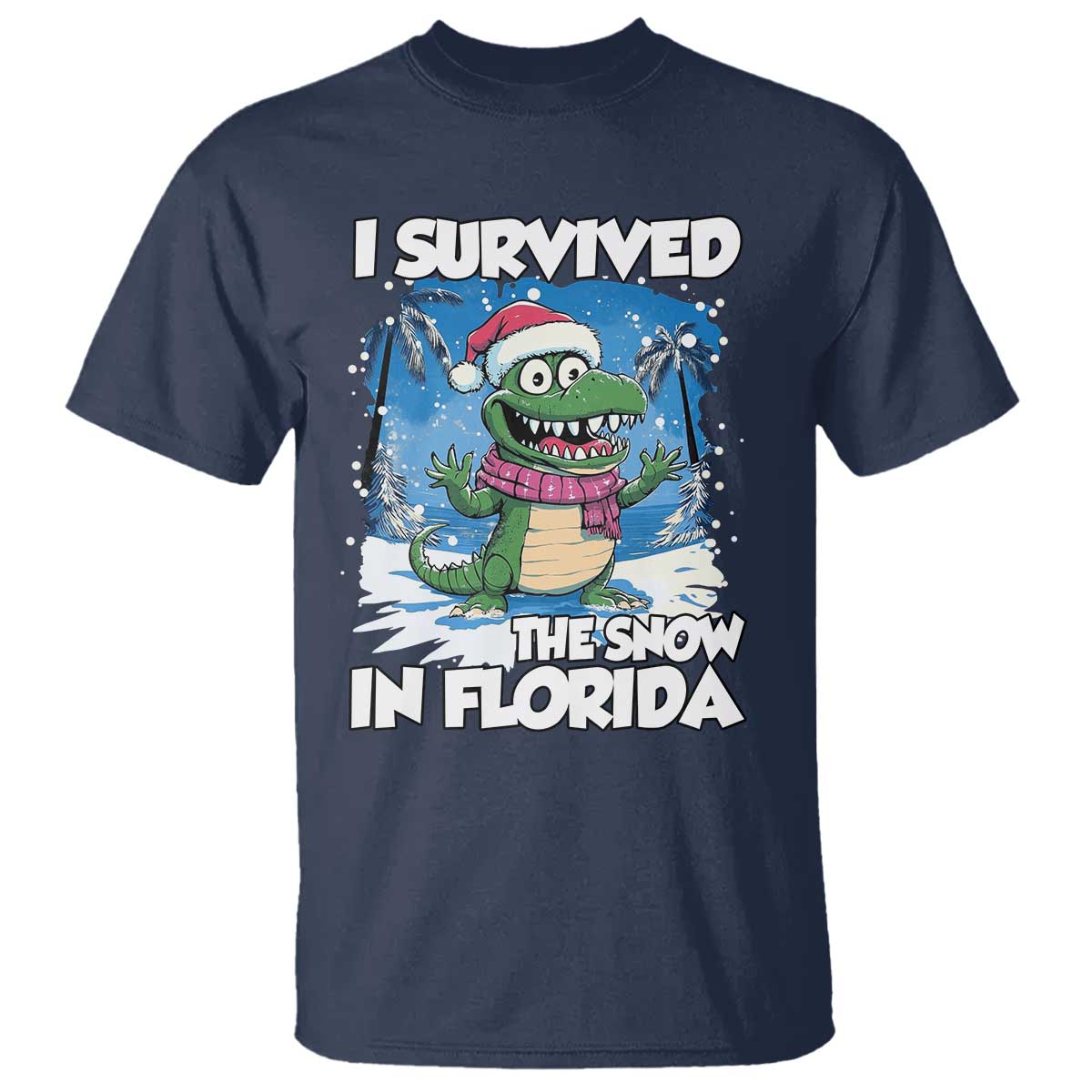 i-survived-the-snow-in-florida-t-shirt-funny-crocodile