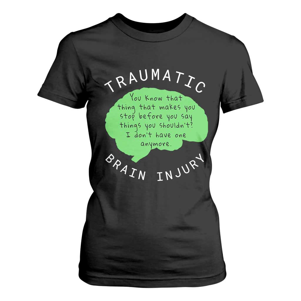 Traumatic Brain Injury Support T Shirt For Women TBI Warrior Fighter Squad