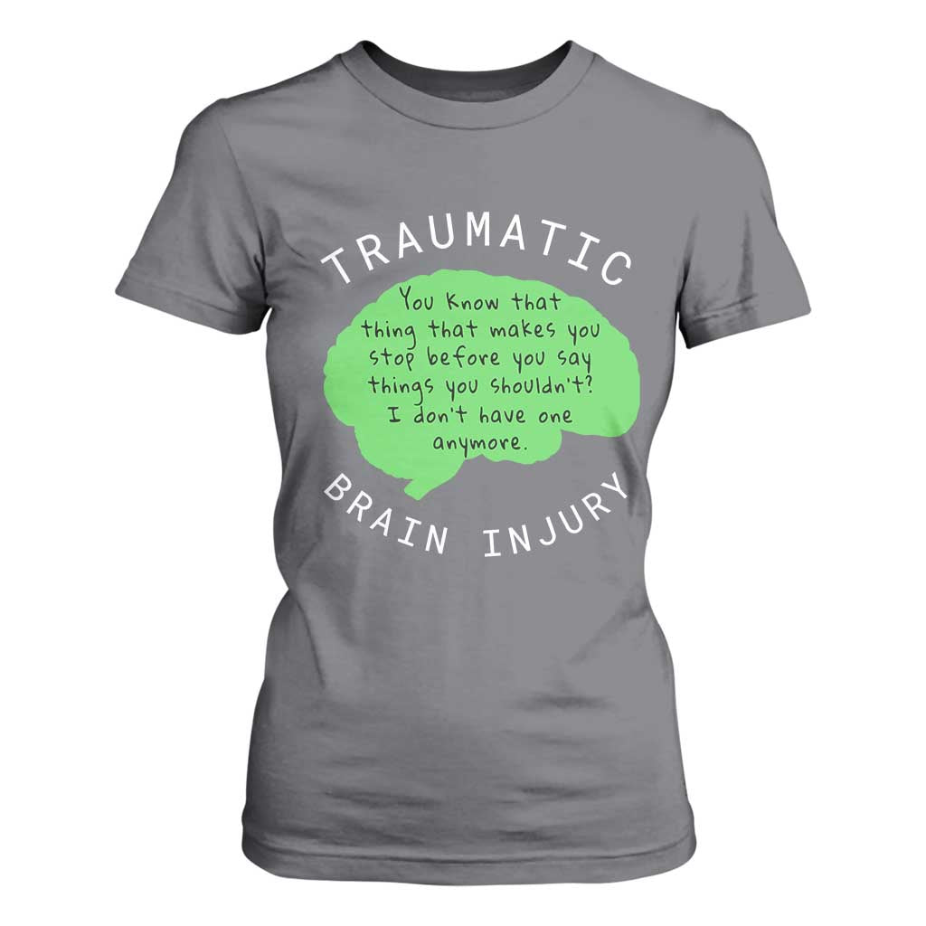 Traumatic Brain Injury Support T Shirt For Women TBI Warrior Fighter Squad