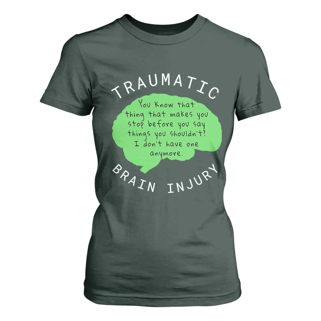 Traumatic Brain Injury Support T Shirt For Women TBI Warrior Fighter Squad