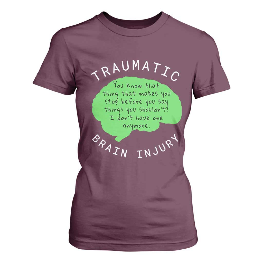 Traumatic Brain Injury Support T Shirt For Women TBI Warrior Fighter Squad