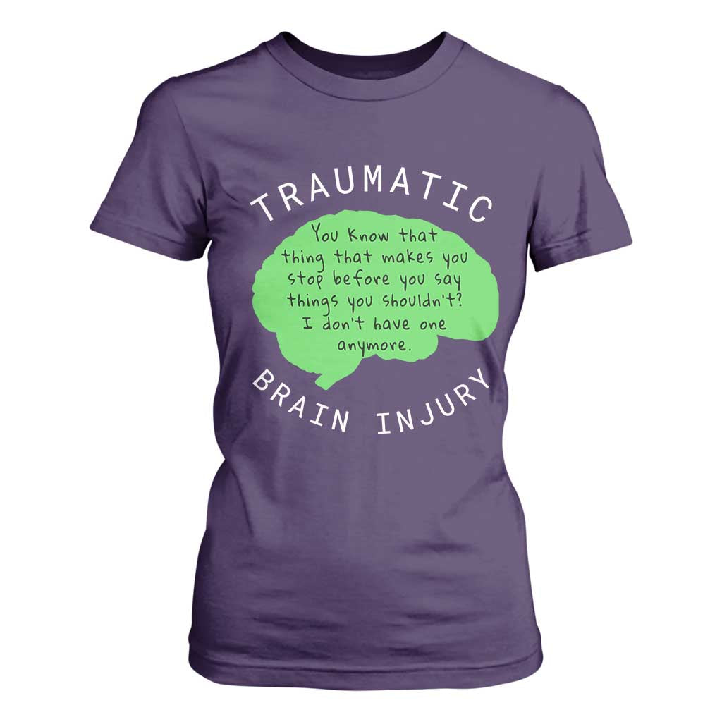 Traumatic Brain Injury Support T Shirt For Women TBI Warrior Fighter Squad