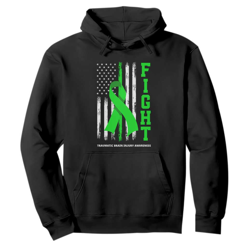 Traumatic Brain Injury Support Hoodie Fight TBI American US Flag