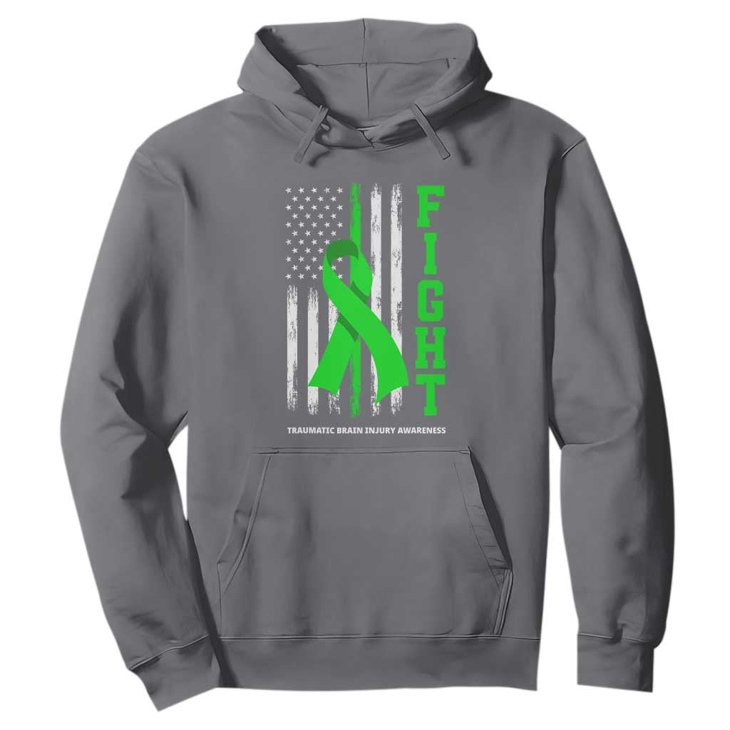 Traumatic Brain Injury Support Hoodie Fight TBI American US Flag
