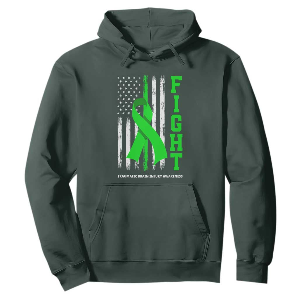 Traumatic Brain Injury Support Hoodie Fight TBI American US Flag