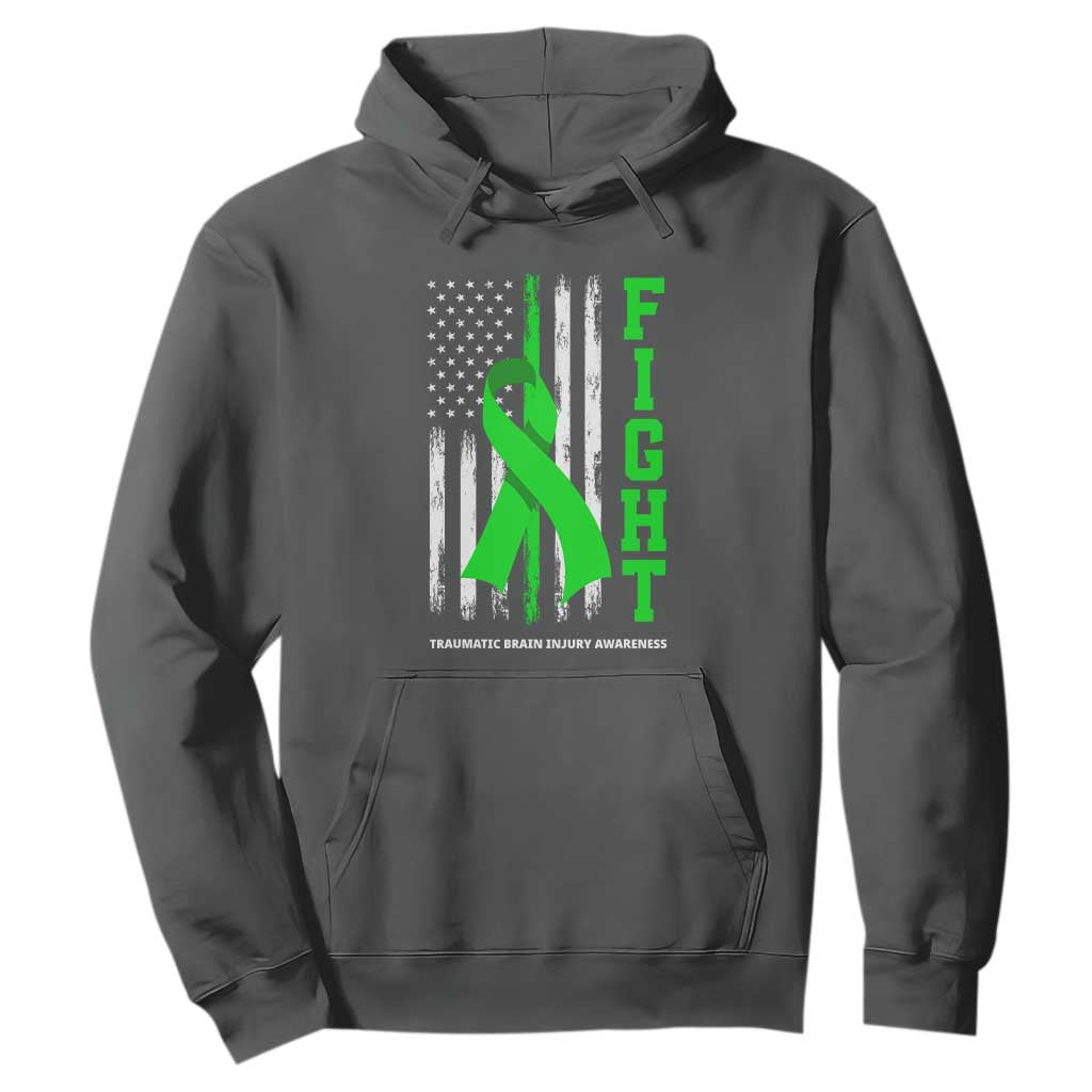 Traumatic Brain Injury Support Hoodie Fight TBI American US Flag